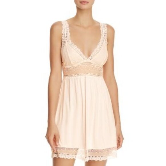 Eberjey Dark Croquette Black Highline Romantic Whimsygoth Babydoll Chemise M - Picture 1 of 7